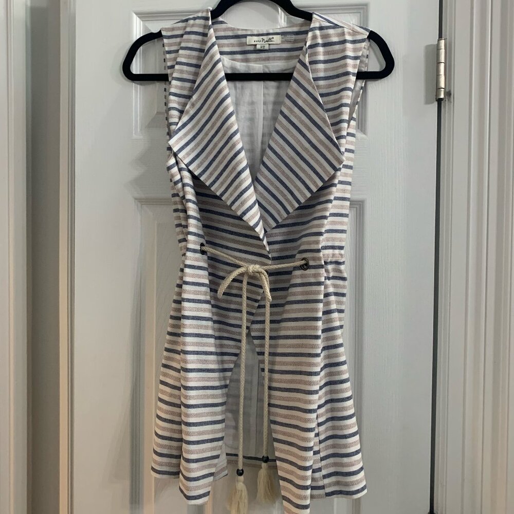Simply Noelle Striped Tunic with Cinched Drawstring Waist - Small/Medium
